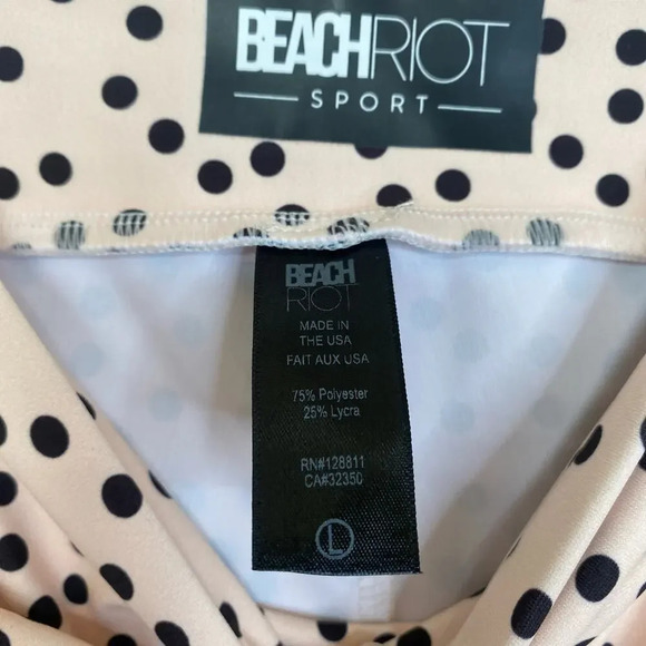 BEACH RIOT Cara Leggings V Waist Polka Dot Black Cream Size Large Athletic - Picture 7 of 8